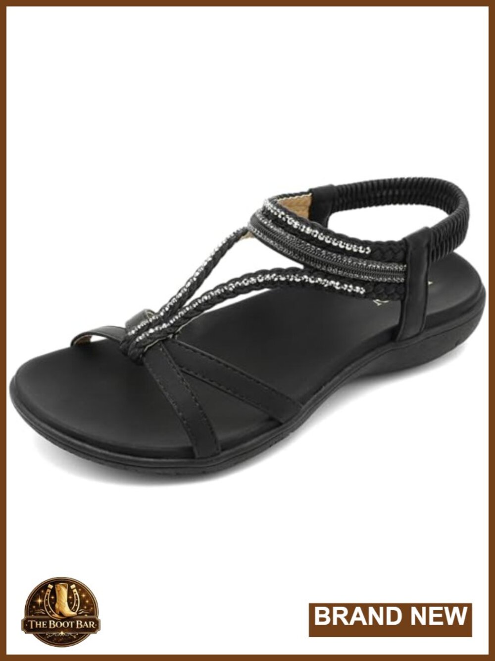 Women's Bohemian Flat Sandals Orthopedic Rhinestone Gladiator Ankle Strap